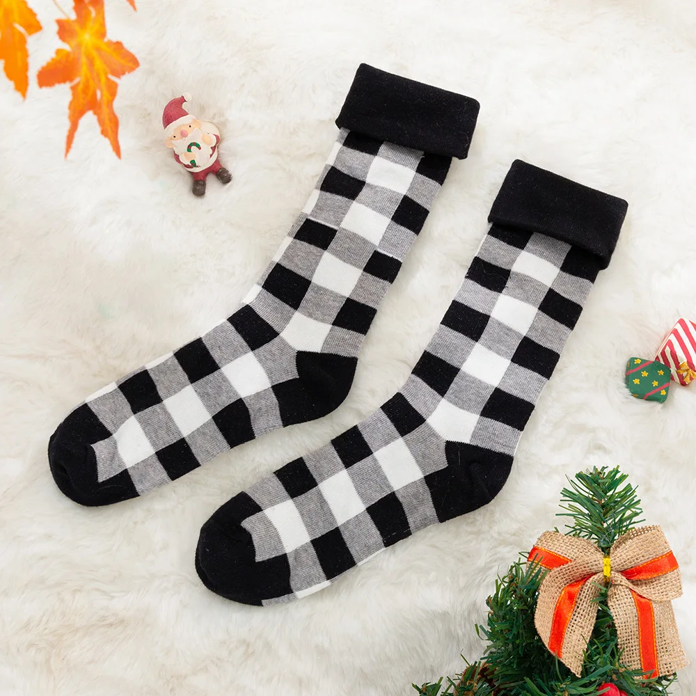 2020 New Geometric Checkered Socks Autumn and Winter Adult Plaided Socks Christmas Men and Women Hip Hop Cotton Socks