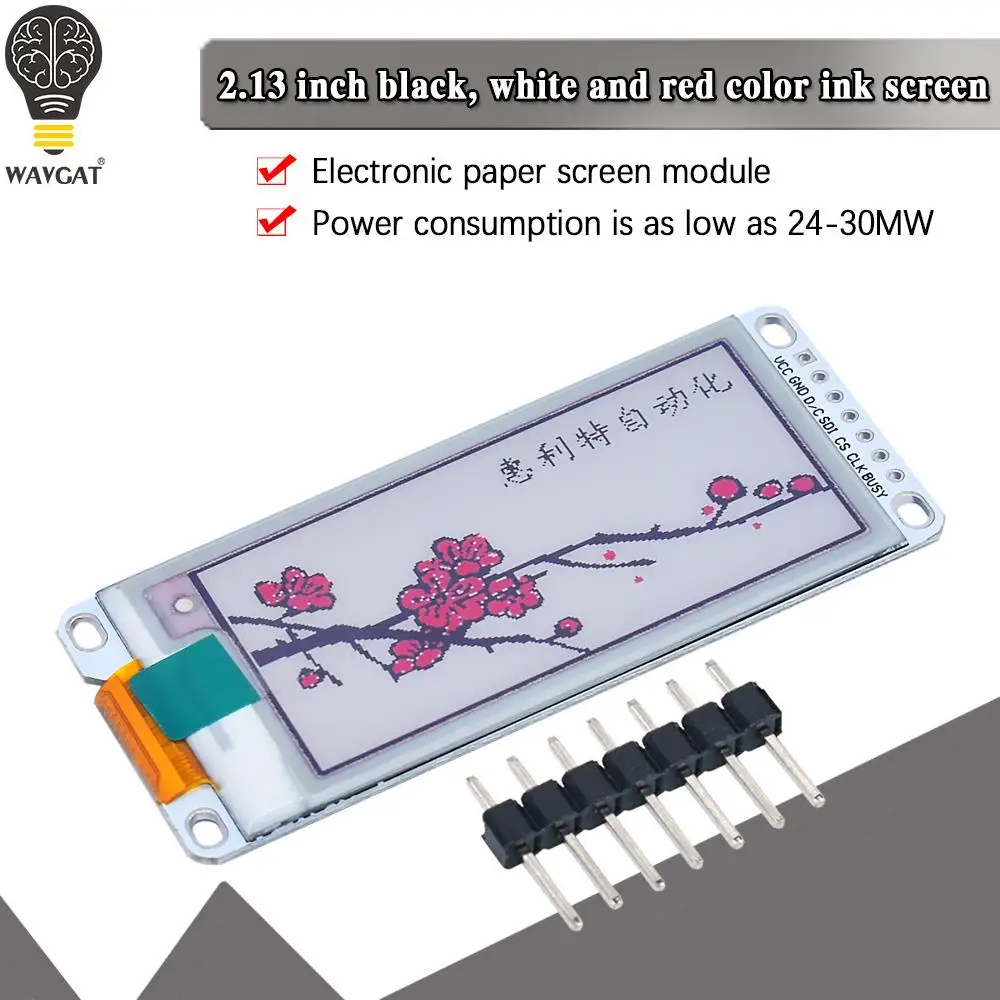 2.13 Inch E-Paper Module E-Ink Display Screen Module Black Red White Color SPI Supports Partial Refresh For Arduino