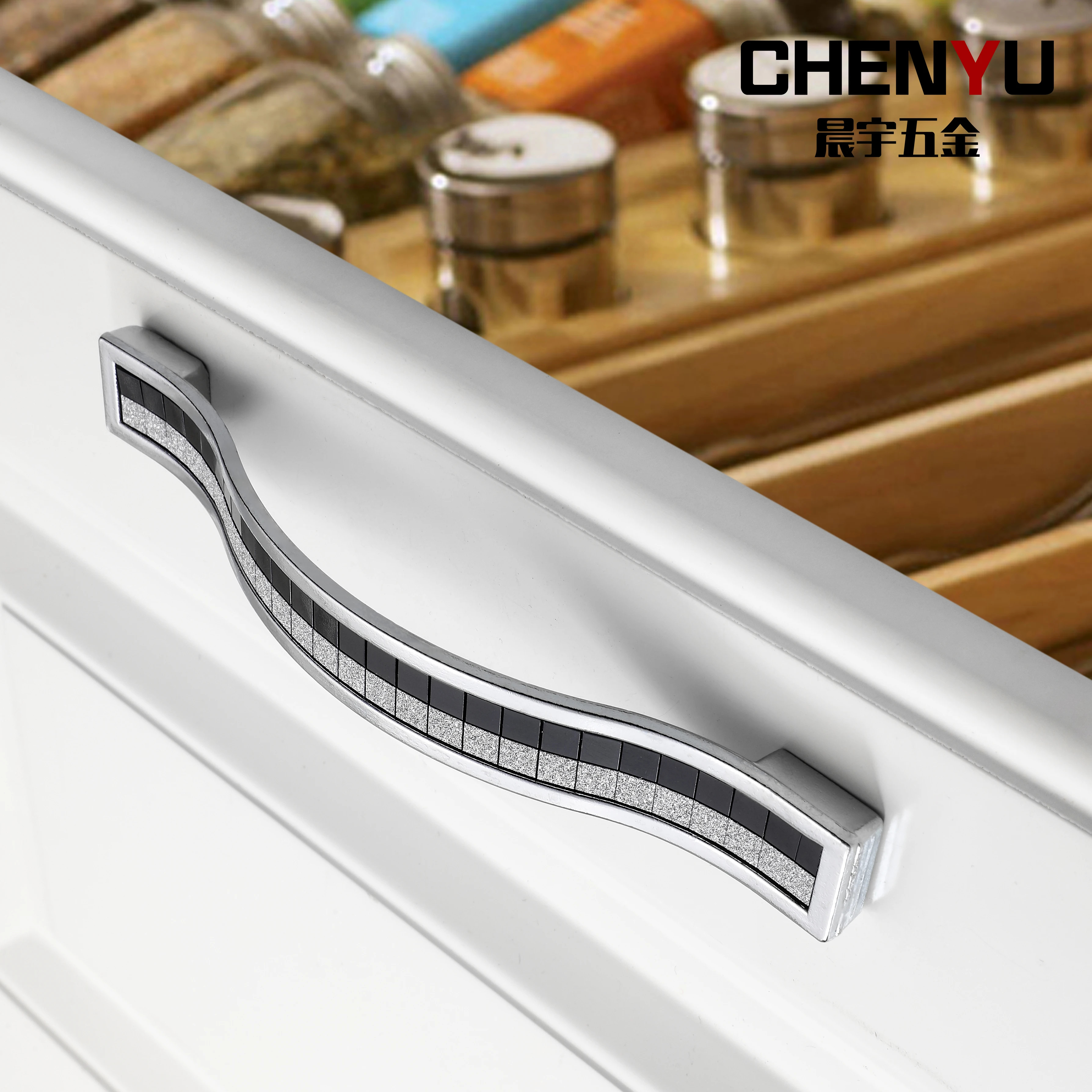 Rhinestone Crystal Drawer  Europe Style Aluminum-Alloy Furniture Door Pull Handle for Dresser Cabinet Cupboard Kitchen Hardware