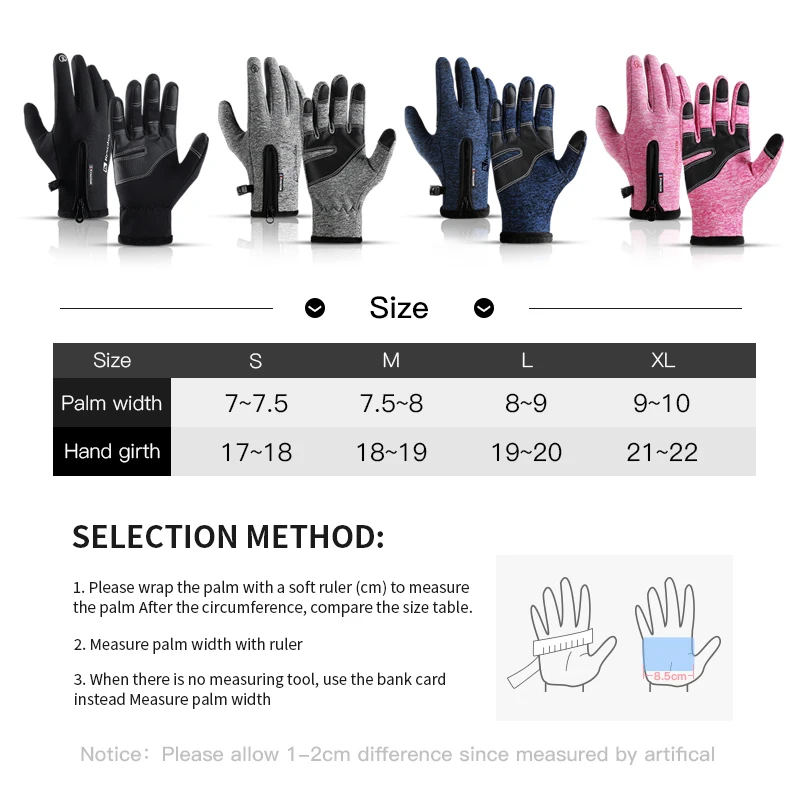 Kyncilor Men Women Winter Gloves Touch Waterproof Cycling Gloves Sports Glove Thermal Fleece Motorcycle Running Ski Gloves