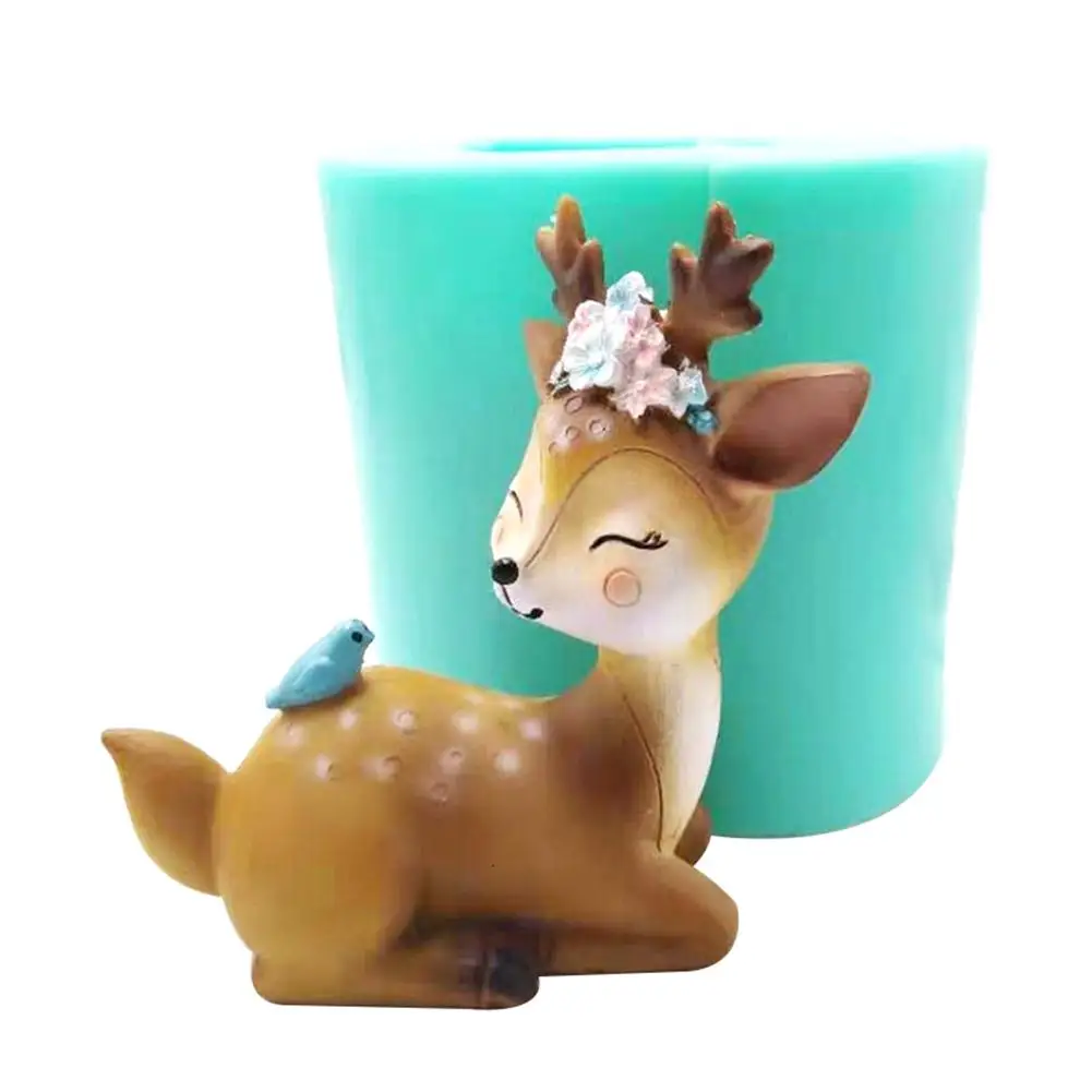 Handmade 3D Deer Silicone Mold Nonstick Soap Candle 3D Mould For DIY Crafts Cake Decoration Christmas Party Props New Year Gift