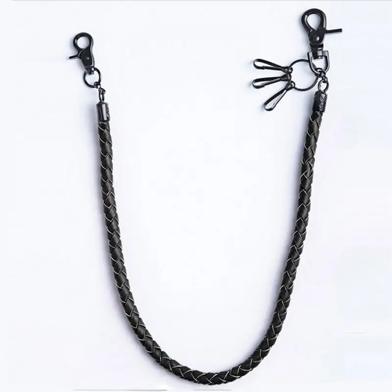 Black Rope Leather Waist Chain Wallet Chain for Men Biker Punk Key Chain Fashion Accessory