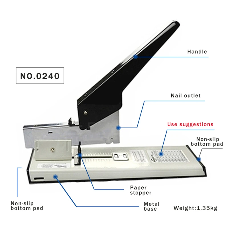 Huapuda 0100 & 0240 โลหะHeavy Duty Staplerขนาดใหญ่ความจุกระดาษBinding/เย็บเครื่องเย็บกระดาษสำนักงานเย็บกระดาษด้วยมือ/...