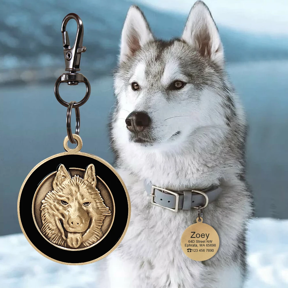 Engraved Dog ID Tag Personalized Metal Pet Dog Tags Custom Puppy Cat ID Name Tags Collar Accessories For Dogs Necklaces Pendants