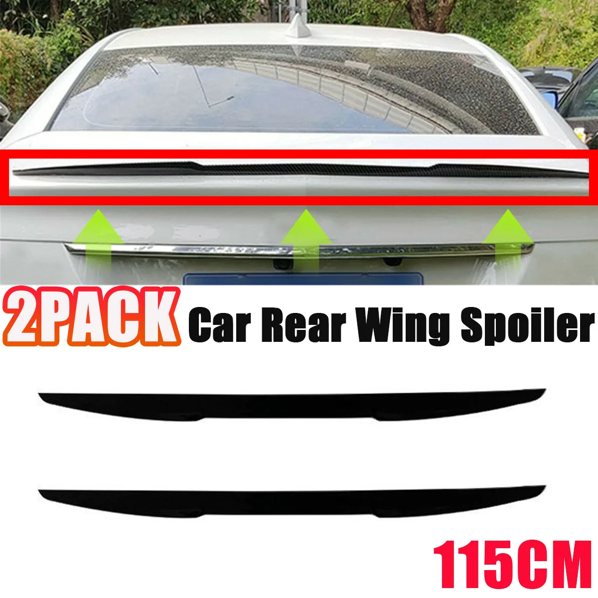 

2/1PCS 115cm Universal Car Rear Wing Lip Spoiler Tail Trunk Boot Trim Glossy Black Car Sedan Rear Trunk Spoiler Wing Racing
