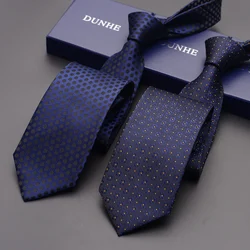 High Quality 2026 New Fashion Neckties Business 6cm 8cm Stripe Deep Blue Ties for Men Luxury Designers Brand Cravat Male Gift