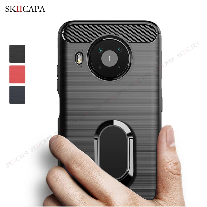 Brushed Carbon Fiber Silicone Shockproof Case For Nokia X10 X20 G10 G20 5.4 3.4 2.4 1.3 8.3 5G Magnetic Stand Protective Cover