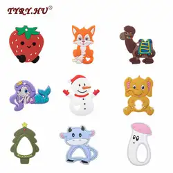 TYRY.HU 1pc Fox Baby Silicone Rodent Elephant Baby Teething Product Accessories For Pacifier Chains Christmas Gift BPA Free