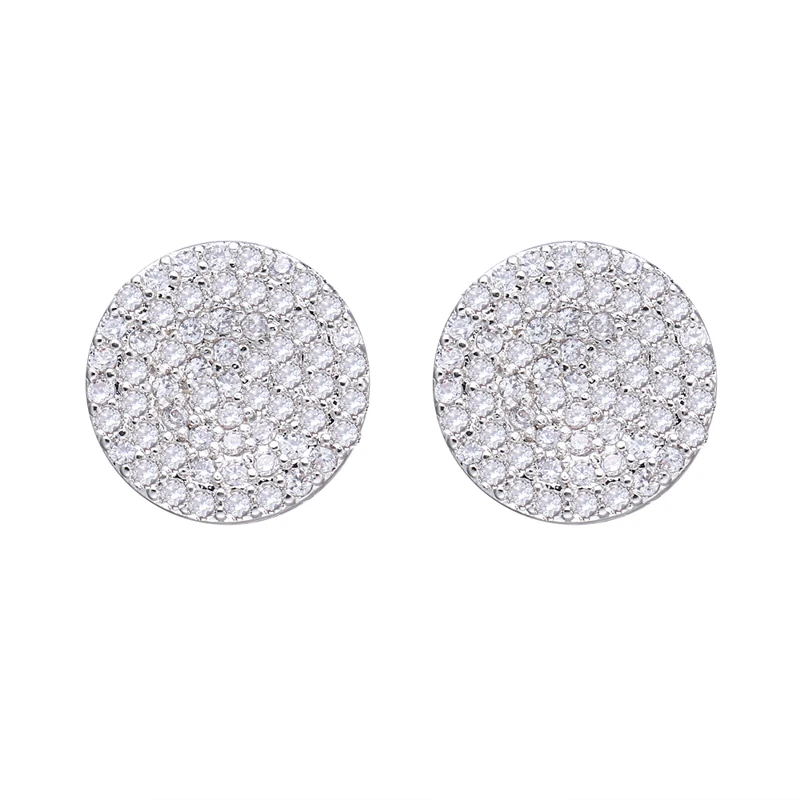 Emmaya Classical Style Small Disk Shape With Cubic Zircon Silver Plated Personality For Women Luxury Earring Dainty Gifts