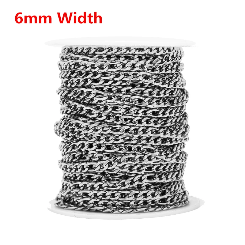 

1/2/5/10 Meters Stainless Steel 6mm width Figaro Chain Curb Link Chains for DIY Jewelry Necklaces Bracelets Making Top Quality