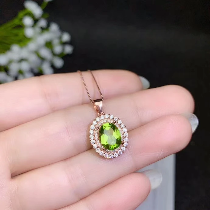 

charming women silver necklace olivine necklace for women necklace real 925 silver natural peridot gem girl birthday gift