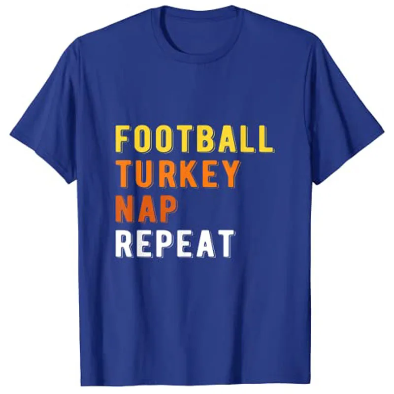 Gaming Football Turkey Nap Repeat Pumpkin Men Thanksgiving T-Shirt