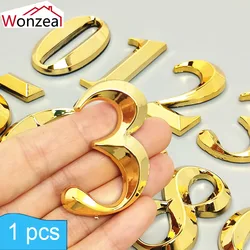 1PC 3D Self Adhesive Fashion Plated Home Decor Address Digits Hotel Door Sign House Number Plaque 5cm Golden Modern