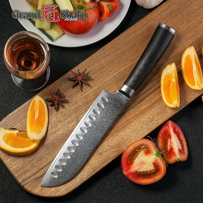 GRANDSHARP Damascus Knife Set 2Pcs Chef Santoku Kitchen Knives vg10 Japanese Steel Damascus Knives Chef's Cooking Tools Gift Box