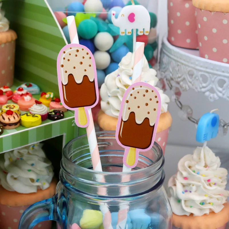 Ice cream theme Party Supplies football Boxes Cups Centerpiece Favor Bags Straws Party Supplies Favor Bags Hanging Decorations