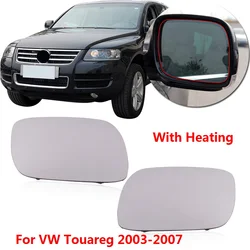 CAPQX 1Pair With Heating Outer Rearview Mirror Glass For Volkswagen VW Touareg 2003 2004 2005 2006 2007 Rear view mirror Lens
