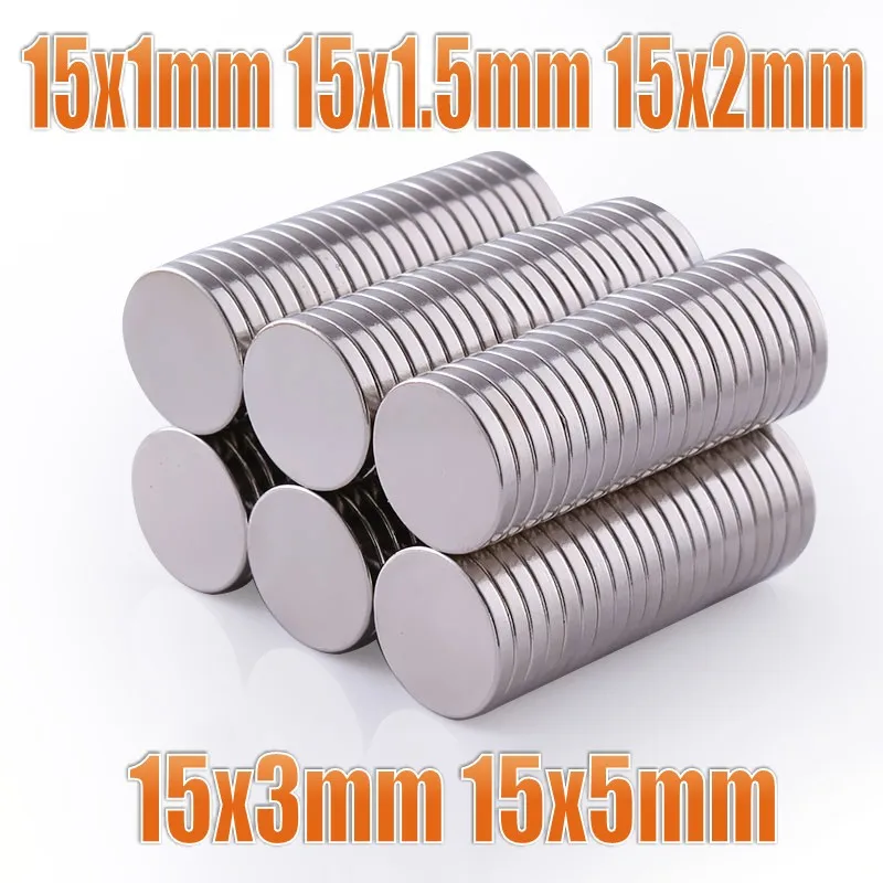 

50Pcs Small N35 Round Magnet 15x1 15x1.5 15x2 15x3 15x5 mm Powerful Magnet Neodymium Permanent NdFeB Magnets 15*1 15*2 15*3 15*5