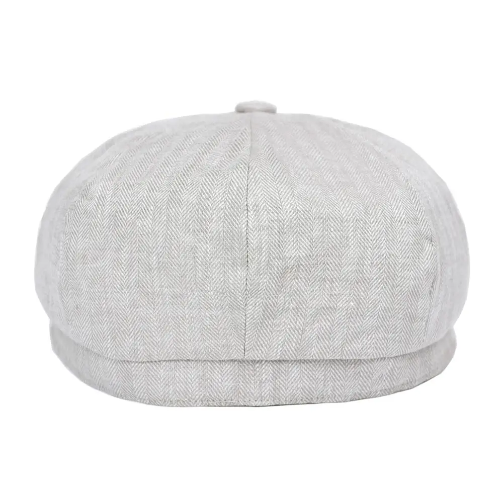 BOTVELA Herringbone Linen Newsboy Cap Men Summer Women Bakerboy Caps Breathable Flat Hat Apple Beret Hats 007