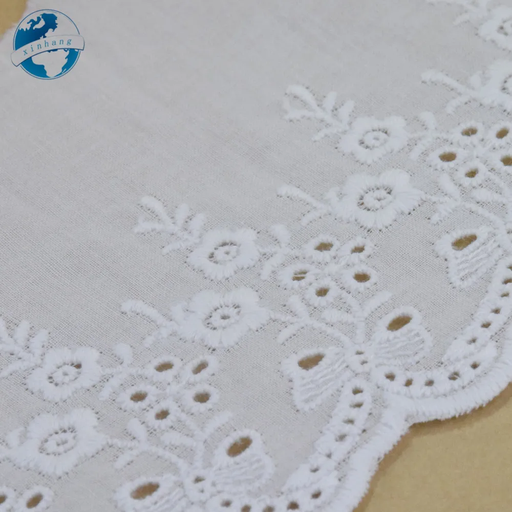 9cm Width Cotton Embroidery LaceFlower Pattern  White Sewing Ribbon Fabric DIY Garment Wedding Accessories Guipure Trim #4244