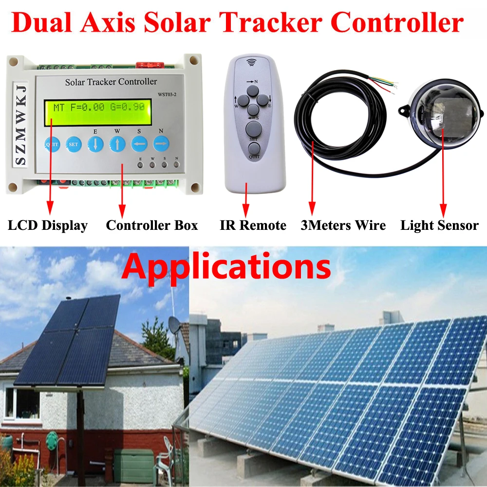 Complete Solar Tracking Electronic LCD Controller -Dual Axis Solar Tracker Linear Actuator Controller for PV Solar  Panel System