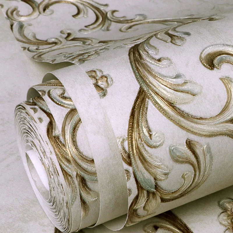 Imagem -06 - Papel de Parede em Relevo 3d Estilo Europeu Damasco de Luxo Verde Escuro Não-tecido para Quarto Sala de Estar Plano de Fundo de tv para Casa