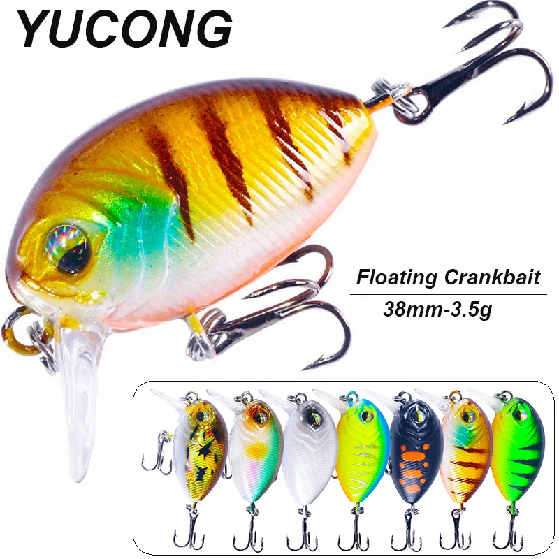 YUCONG 1PCS Noisy Micro Crankbait 38mm-3.5g Floating Fishing Lure Floating Noisy Swimbait Artificial Hard Bait Wobbler duro cebo