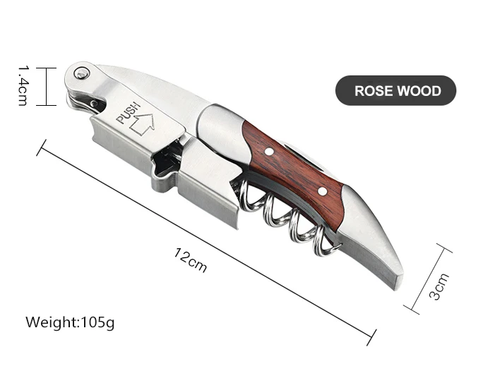 LELYSEE wine opener beer bottle opener waiter's friend corkscrew with wooden handle