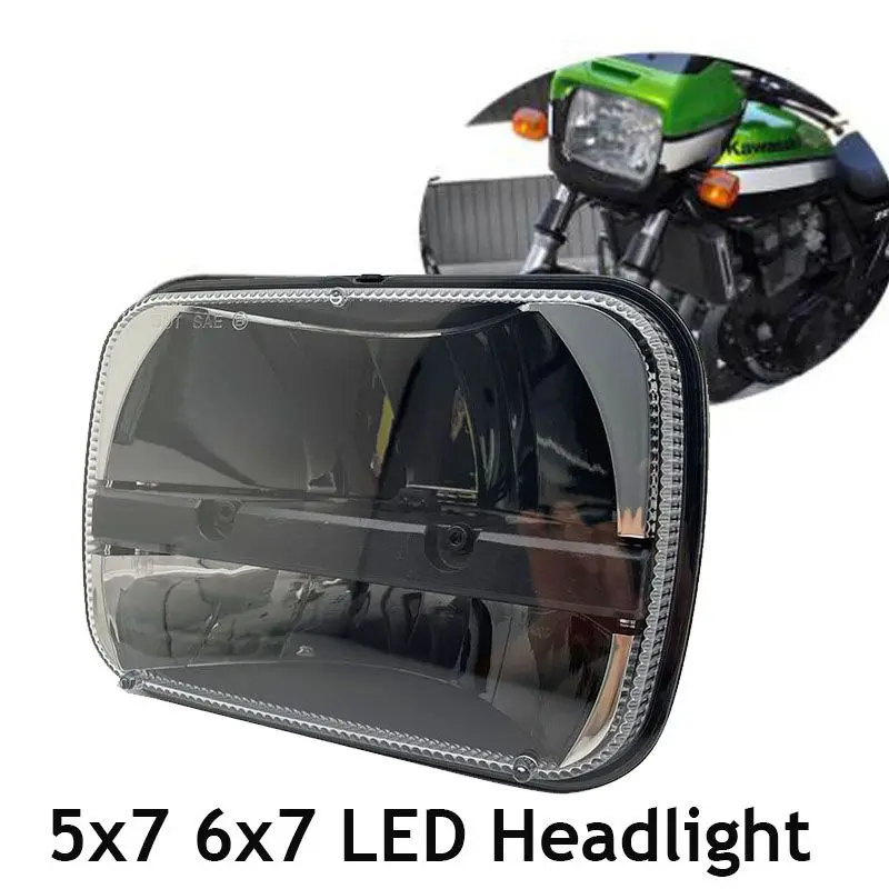 1PCS  5X7 inch Rectangular Sealed beam led headlights White DRL Amber turn singal lights for Kawasaki ZRX 1100 and the 1200