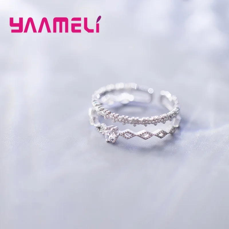 Elegnant Hochzeit Engagement Einstellbar Ringe Für Frauen Mädchen 925 Sterling Silber Luxus Designer Mode Schmuck Großhandel