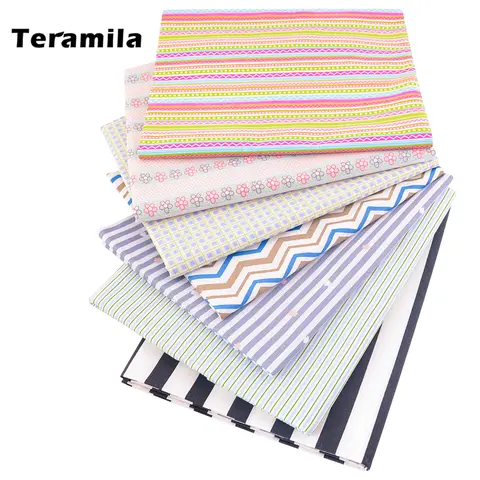 Teramila Lovely Striped Fabric, Cheap Fabrics to the Meter Offer, Patchwork Cloth Fabrics for Scrapbooking, Quilts, Home Decor