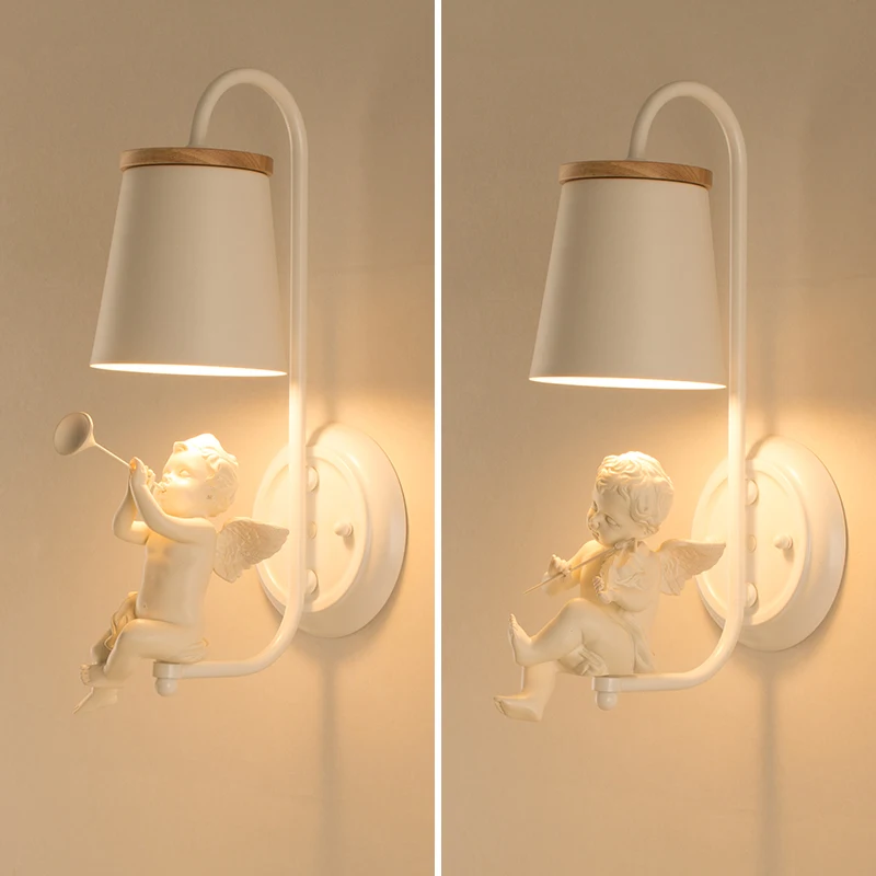 Nordic Lighting Bedroom Lamps Modern Creative Angel Wall Sconces Child Marriage Room Office Led Wall Lights Bedside Lamp