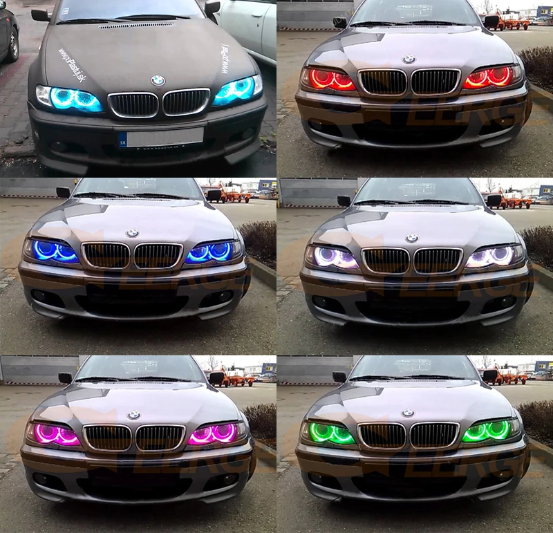 For BMW E46 Sedan Touring 1998-2005 RF Remote Bluetooth-Compatible APP Multi-Color Ultra Bright RGB LED Angel Eyes Halo Rings
