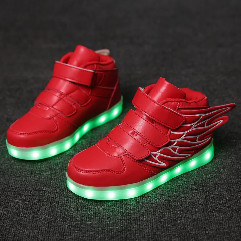 7ipupas New USB charging shoes 25-35 luminous shoes wing led shoes boys&girls fashion trend 7 colors luminous sneakers