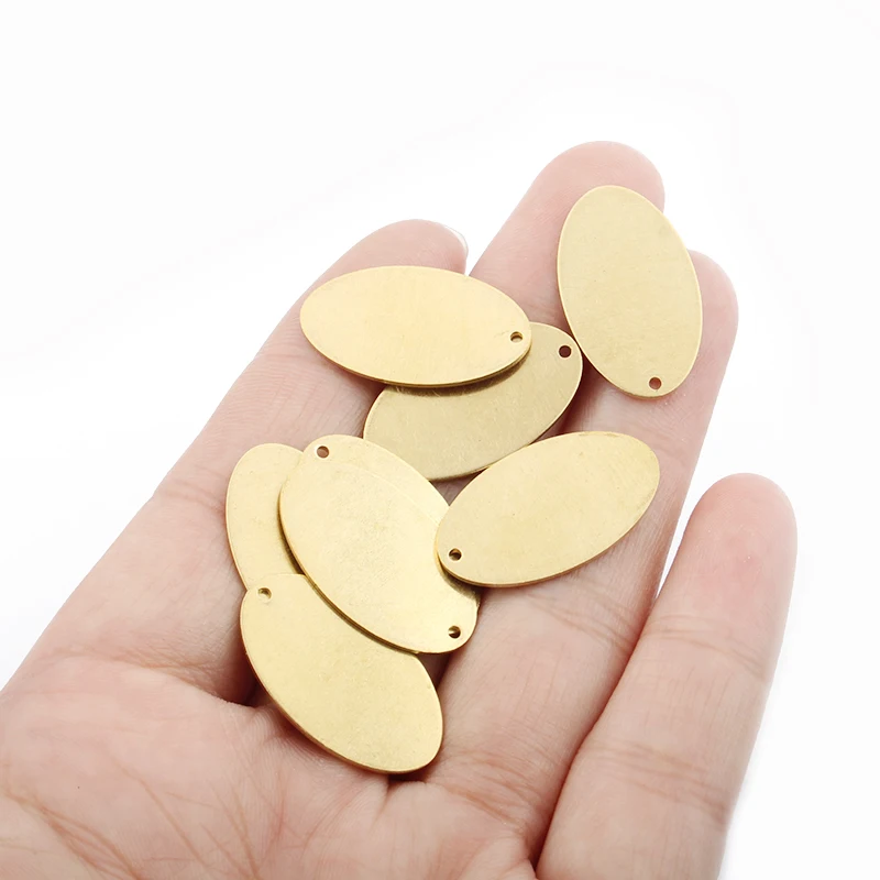 20pcs Raw Brass Oval Stamping Engraving Charms Pendant Blank Tag For DIY Earrings Bracelet Jewelry Findings Making