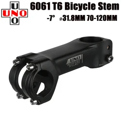 UNO Bike Stem Ultralight Road Bike Stem Fork-7 Degree 28.6mm 31.8mm 70/80/90/100/110/120mm Mountain MTB Bicycle Kalloy