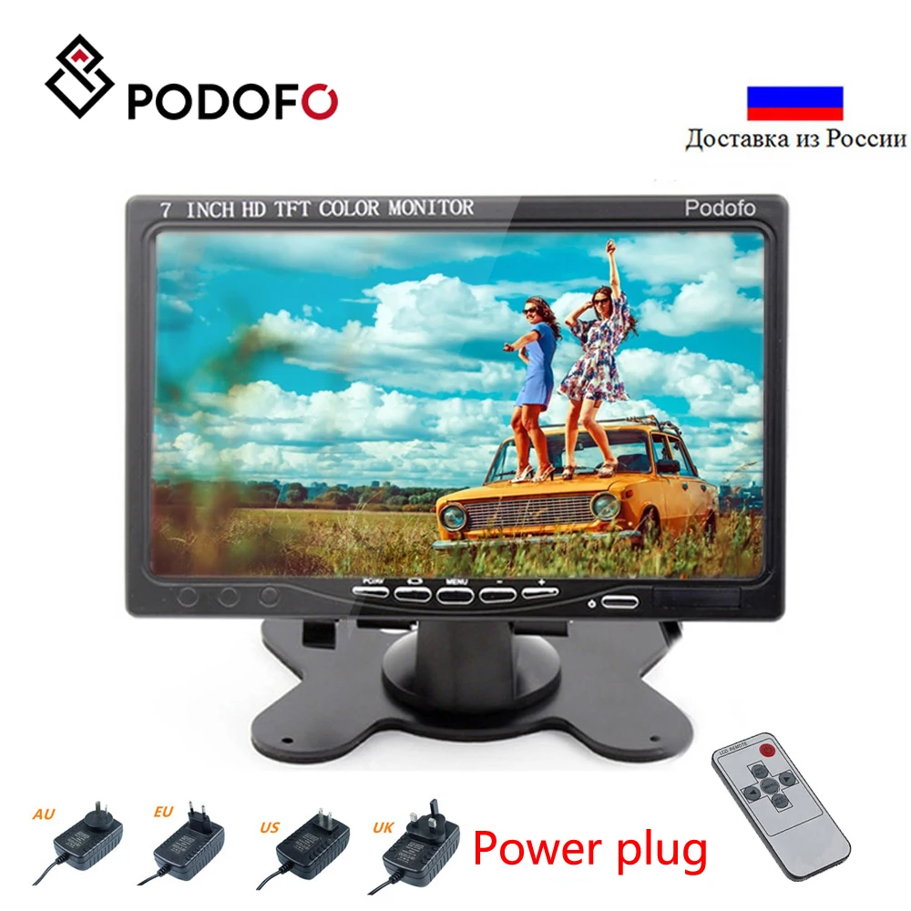 Imagem -06 - Podofo-monitor com Tela Lcd de Polegadas para Mini Computador Monitor com Visão Traseira Hdmi Vga Vídeo Áudio Estacionamento Automático Monitor de ré