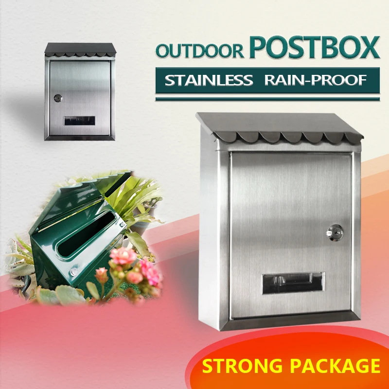 

Mailbox 304 Stainless steel idyllife Garden Supplies House hanging Post Box Lockable with Key Letter Box Lockset Waterproof Wall