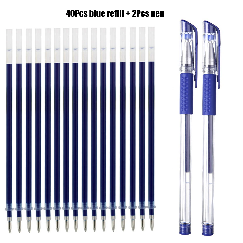 

2+40Pcs Business Gel Pen Refill Set Black Blue Red ink ballpoint pen Bullet tip 0.5mm School&office writing supplies Stationery