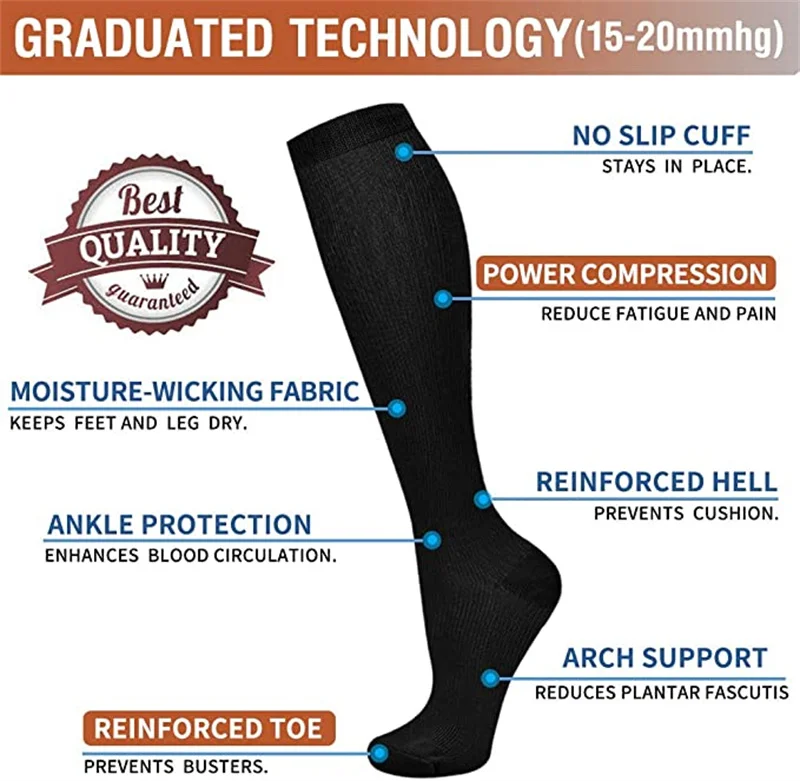 Kompressionsstrümpfe, Durchblutung, Promotion, schlankmachende Kompressionssocken, Anti-Ermüdung, bequeme einfarbige Socken – Detail 3