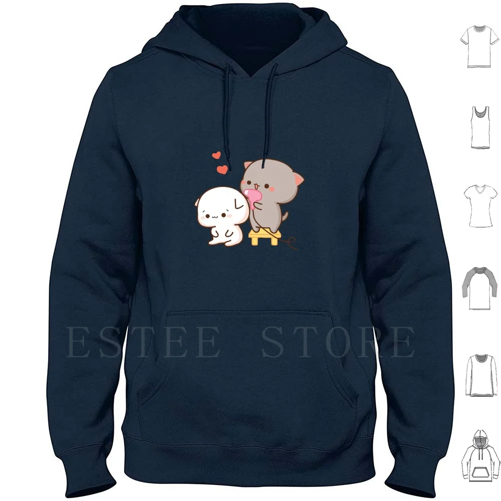 Sudadera con capucha Peach And Goma Mochi Cat de manga larga, diseño de gato Peach, Goma Mochi Cat, linda, romántica, Kawaii, para novio