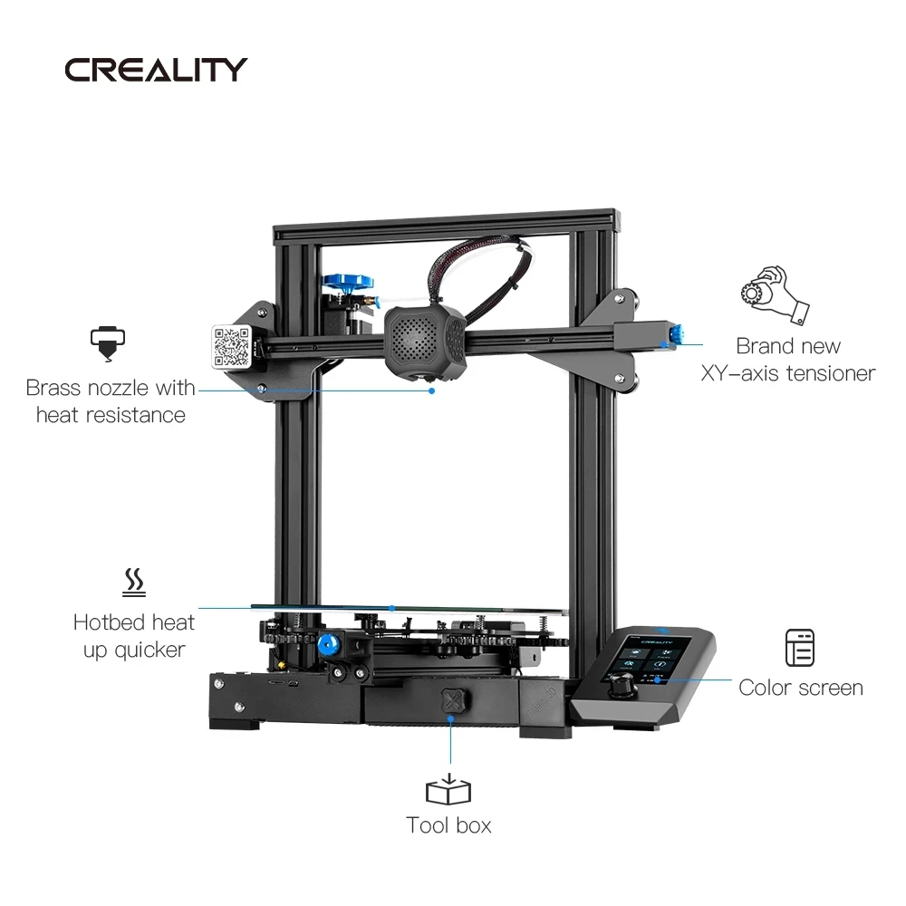 Imagem -06 - Creality-ender Impressora 3d v2 Silencioso Mainboard Inteligente Filamento Sensor Cristal de Carbono de Vidro de Silício Almofada de Aquecimento Impressoras 3d