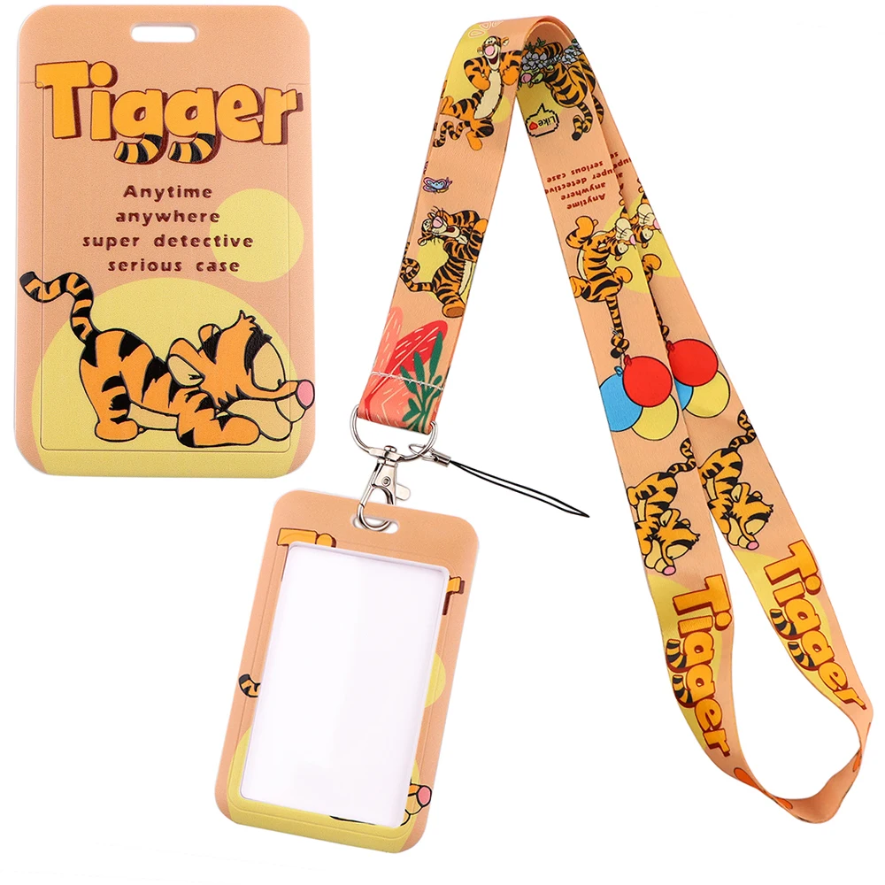 YQ363 Pooh Bear Tigger Lanyard Phone Rope Key ID Campus Card Badge Holder Cartoon Neck Strap Keychain Necklace Lariat Kids Gift