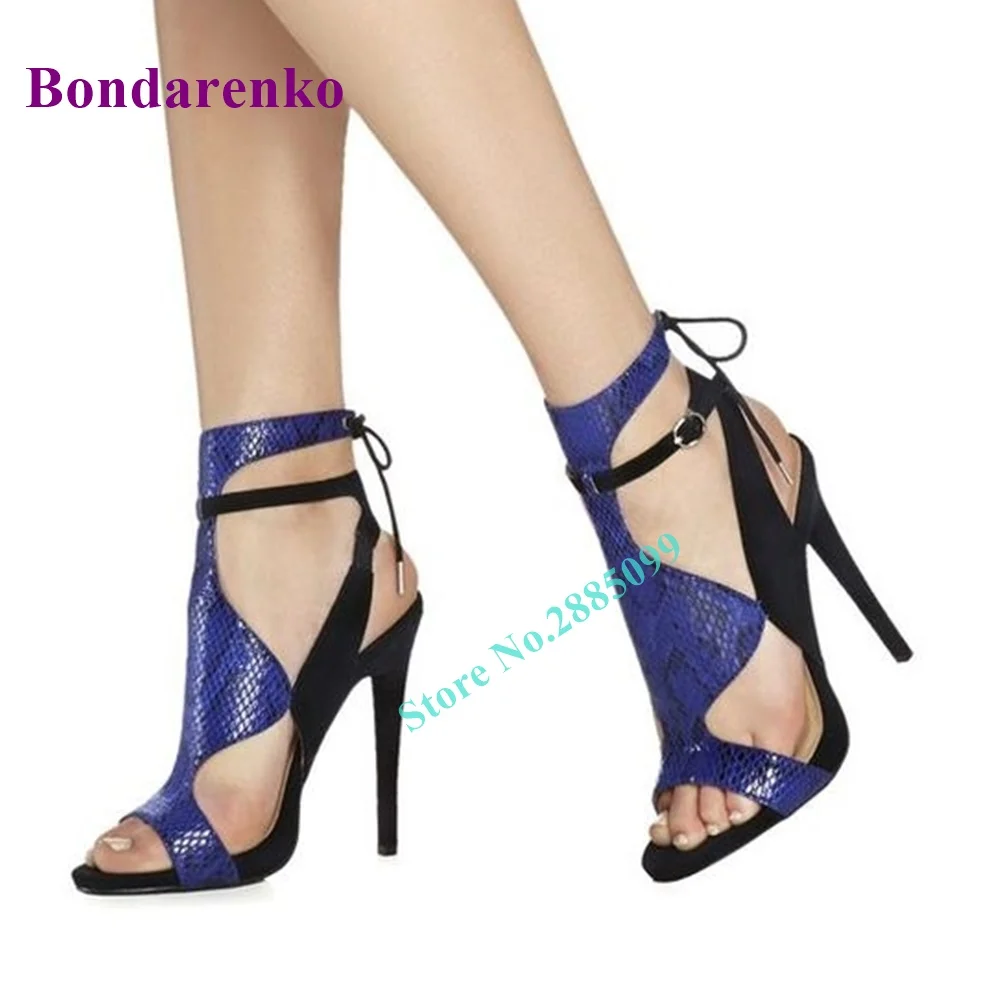 

Open Toe Cut Outs Ankle Sandals Thin High Heel Buckle Straps Lace Up Sandal Women Shoe Mixed Colors Summer Party Dress Shoes