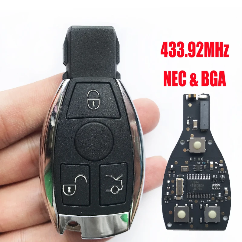 Chiave intelligente a 3 pulsanti 433.92MHz/315MHz per mercedes Benz 2000 + supporto NEC e BGA chiave telecomando completa chiave automatica non