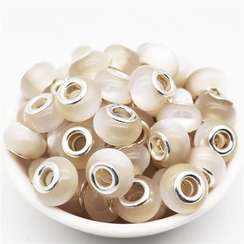 10pcs New Big Hole Round LPlastic Murano Spacer wisiorki z koralikami Fit Necklaces for DIY Jewelry Accessories Making