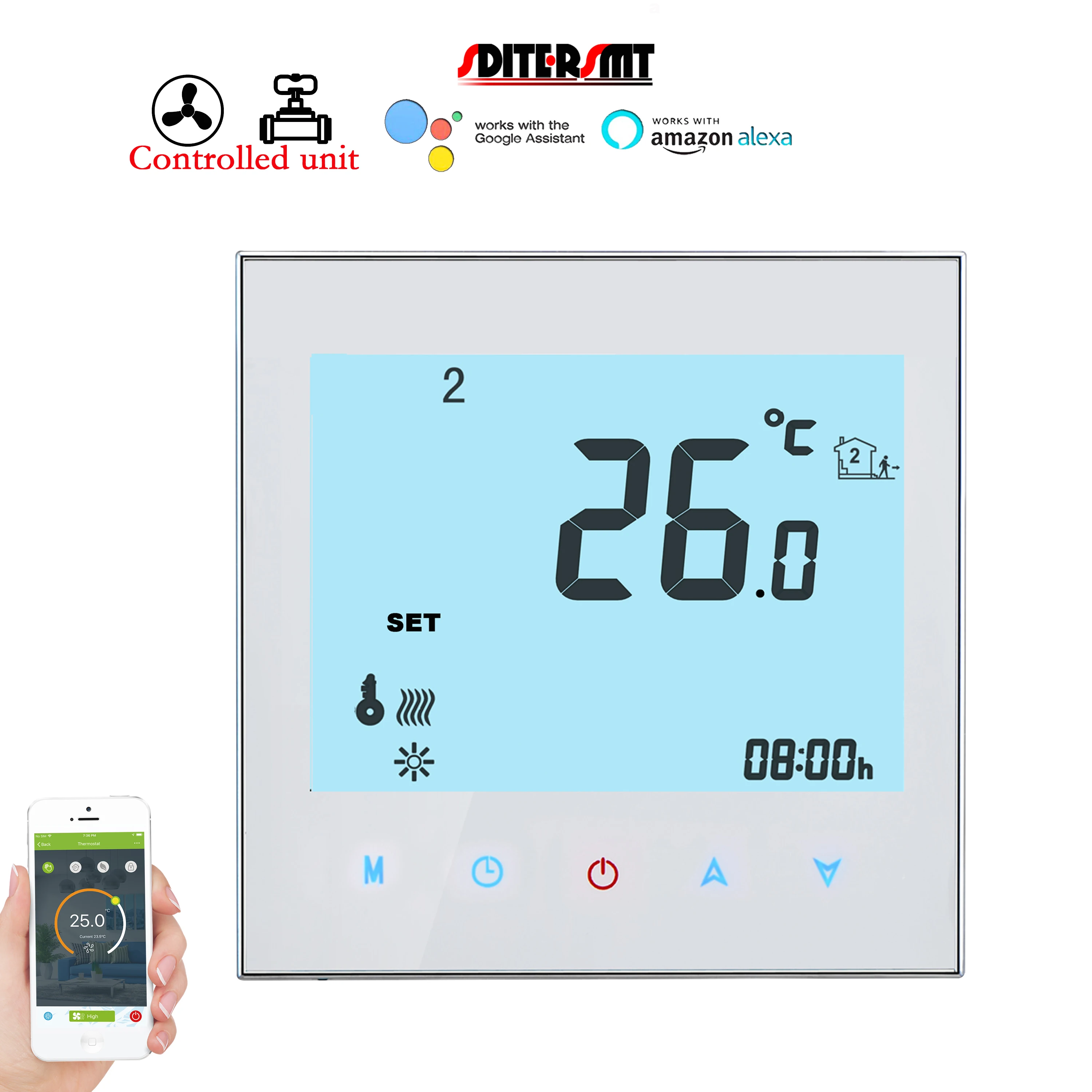 WiFi Dual Sensor Thermostat 24V 220V mit temperatur gesteuerter Box 2 Rohr heizung Kühler regler