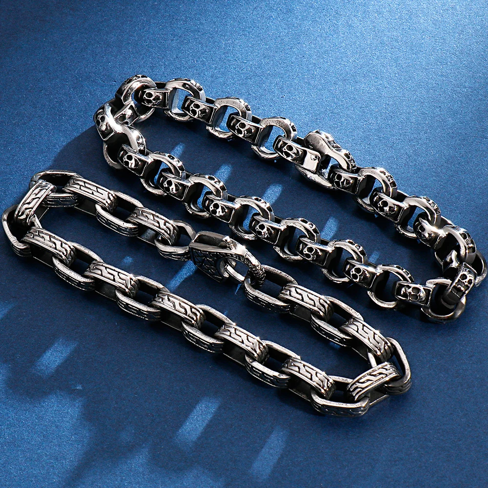 Gothic Skull Head Links Chain Bracelet For Man 316L Stainless