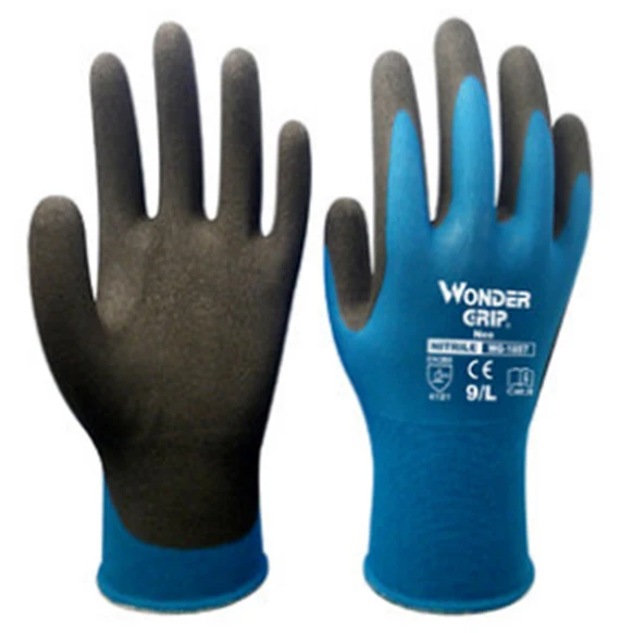 

Blue Nylon Spandex Gardening Work Gloves Micro Foam Nitrile Maxi High Flex Grip Abrasion Resistant Women Garden Safety Mittens