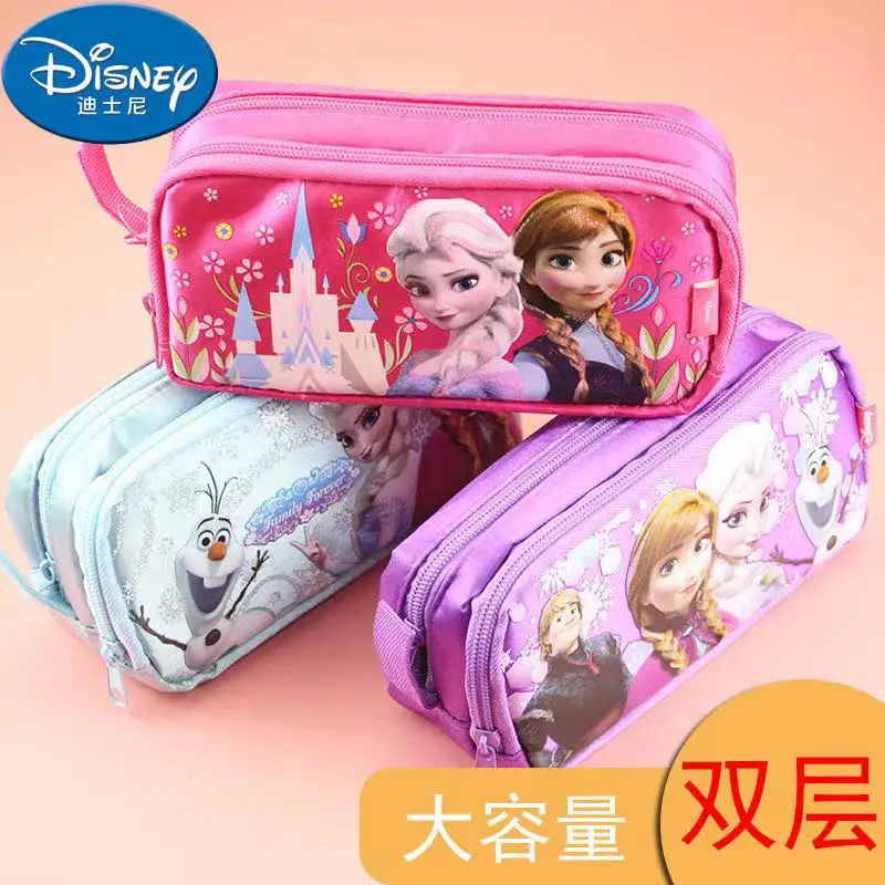 

Disney Frozen Pencil Case Cartoon Large Capacity Double-layer Portable Handbag Fashion Storage Bag Office School Supplies Gift