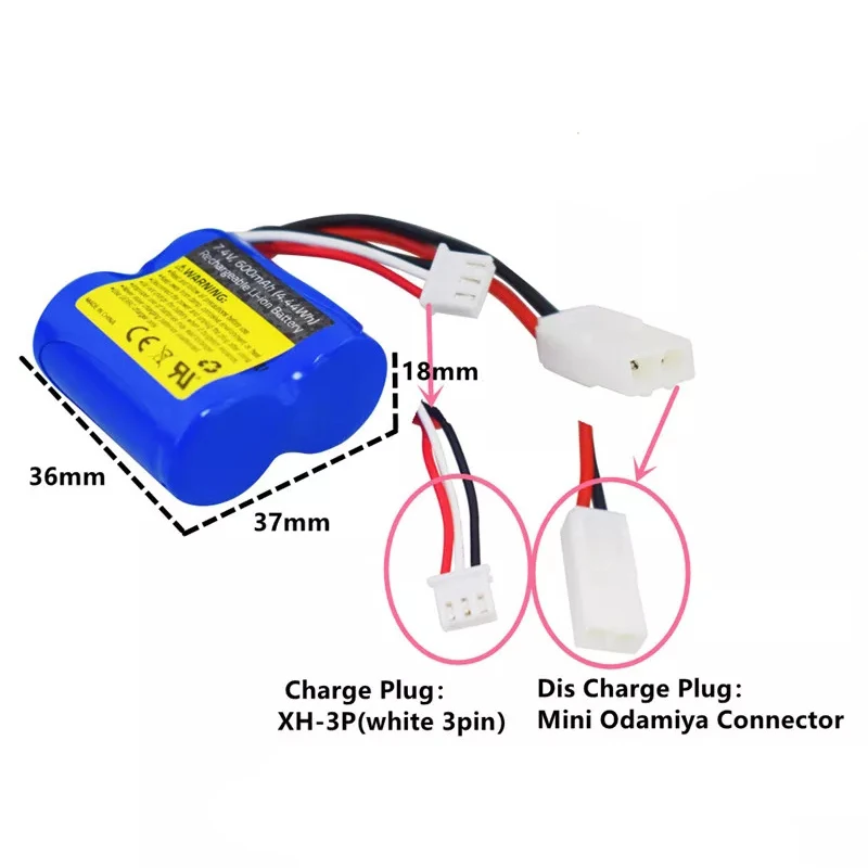 UDI Replacement Battery for UDI RC UDI001 Venom Speed Boat 3.7V 600mAh Li-ion